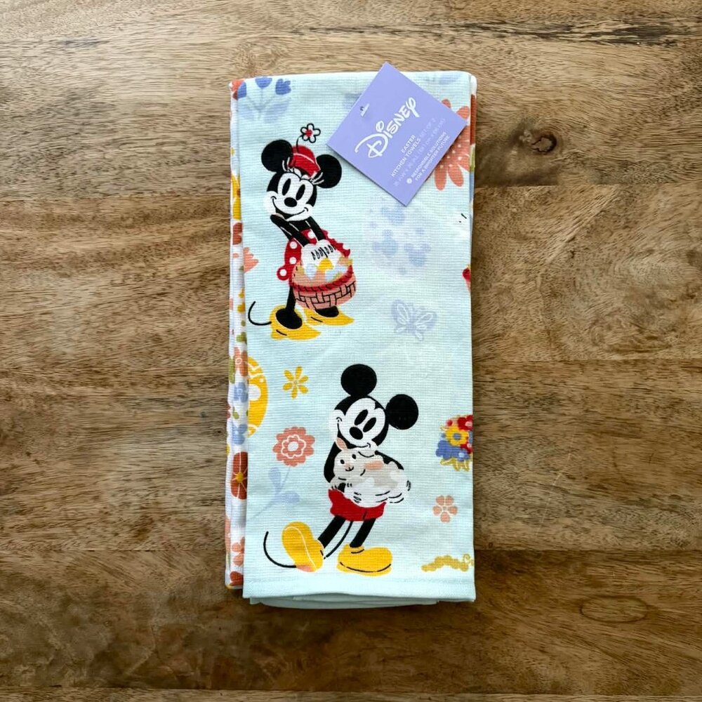NEW 2Pk Easter Mickey & Minnie Mouse/Donald & Daisy Duck Kitchen Towels